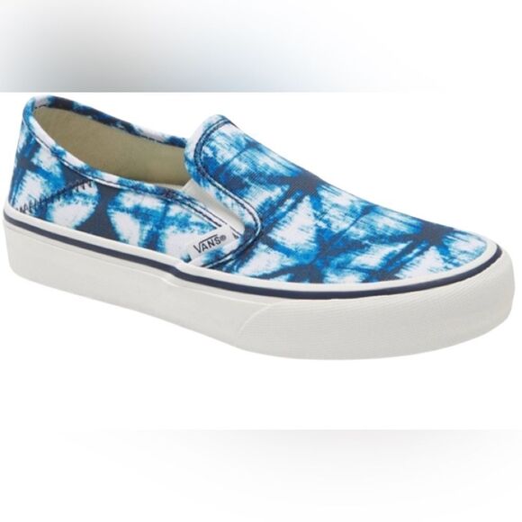 Vans Blue Tie-Dye Slip-On Sneakers - M6.5, W8 - NWOB - Picture 1 of 8